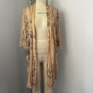 Anthropologie Sheer Gold and Black Robe